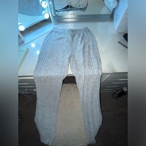 Grey Ribbed Kit Flare Pants